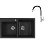 Кухонная мойка и смеситель GreenStone GRS-85k-308 Haiba HB70112-7 черная