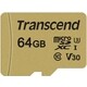 Карта памяти Transcend 64GB microSDXC Class 10 UHS-I U3 V30 R95, W60MB/s with adapter (TS64GUSD500S)