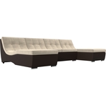 АртМебель П-образный модульный диван Монреаль микровельвет бежевый экокожа коричневый