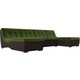 АртМебель П-образный модульный диван Монреаль микровельвет зеленый экокожа коричневый