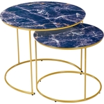 Набор кофейных столиков Bradex Tango темно-синий, ножки матовое золото, 2 шт (FR 0757)
