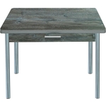 Стол обеденный Катрин Симпл с ящиком бетон пайн темный, опора №2 круглая серебристый металлик