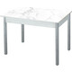Стол обеденный Катрин Альфа с фотопечатью, бетон белый, белый мрамор, опора квадро серебристый металлик