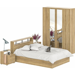 Комплект мебели СВК Камелия спальня № 1 кровать 140х200, две тумбы, шкаф 160, дуб сонома (1024050)