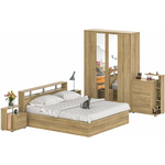 Комплект мебели СВК Камелия спальня № 4 кровать 180х200, комод, две тумбы, шкаф 160, дуб сонома (1024058)