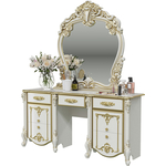 Стол туалетный Мэри Дольче Вита СДВ-05 с зеркалом СДВ-06, цвет белый глянец с золотом