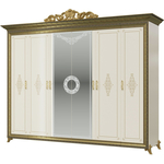 Шкаф 6-ти дверный Мэри Версаль СВ-02К с короной, цвет слоновая кость