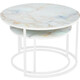 Набор кофейных столиков Bradex Tango бежевый мрамор с белыми ножками (RF 0352)