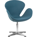 Кресло дизайнерское Dobrin SWAN LMO-69A синяя ткань IF6, алюминиевое основание