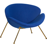 Кресло дизайнерское Dobrin EMILY LMO-72 синяя ткань AF6, золотое основание