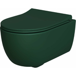 Унитаз подвесной безободковый Ambassador Abner с тонким сиденьем-микролифт, матовый зеленый (103T20701R, 102T20701S)