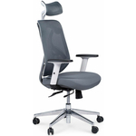 Офисное кресло NORDEN Имидж gray YS-0817H(D+T)W белый пластик / серая сетка / серая ткань