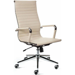 Офисное кресло NORDEN Техно H-100-70-5 хром / слоновая кость экокожа