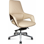 Офисное кресло NORDEN Шопен LB FK 0005-B beige leather бежевая кожа / алюминий крестовина