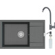 Кухонная мойка и смеситель Point Велета 78 с дозатором, графит (PN3002GR, PN3101GR, PN3201GR)