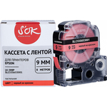 Кассета с лентой Sakura C53S653001 (LK-3RBP) для Epson, черный на красном, 9мм/8м,