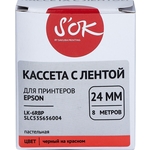 Кассета с лентой Sakura C53S656004 (LK6RBP) для Epson, черный на красном, 24мм/8м,