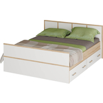 Двуспальная кровать БТС 1.6 LIGHT МС Сакура с основанием (дуб сонома/белый)