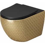 Унитаз подвесной безободковый Grossman Color с сиденьем микролифт, золото/черный (GR-4411GBRS)
