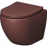 Унитаз подвесной безободковый Grossman Color с сиденьем микролифт, бордовый матовый (GR-4455VIMS)