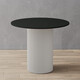 Стол круглый обеденный Genglass с белым металлическим подстольем и черной столешницей GENGLASS TRUBIS Wood GGT-03-3-2-L-90