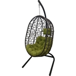 Кресло подвесное Garden story Кокон XL коричневое, подушка оливковая (D52-MT005)