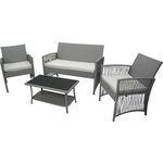 Набор мебели Garden story Лондон (стол+2 кресла+диван ротанг серый, подушки серые) (GS9026)