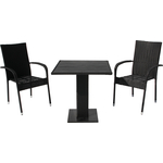 Набор мебели Garden story Парис мини (2 стула Парис без подушки+стол, каркас черный, ротанг черный) (GS013/GS016)