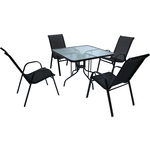 Набор мебели Garden story Сан-Ремо 2 (4 кресла+стол, каркас черный, сиденья черные) (SC-092KD, ZRTA3433)