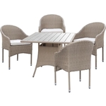 Набор мебели Garden story Софи ротанг (1 стол + 4 стула) серо-бежевый/бежевый (GS061/GS062)