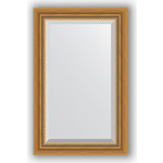 Зеркало с фацетом в багетной раме поворотное Evoform Exclusive 53x83 см, состаренное золото с плетением 70 мм (BY 3405)