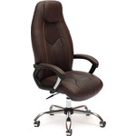 Кресло TetChair BOSS хром кож/зам, коричневый/коричневый перфорированный, 36-36/36-36/06