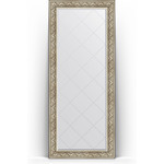 Зеркало напольное с гравировкой Evoform Exclusive-G Floor 85x205 см, в багетной раме - барокко серебро 106 мм (BY 6334)