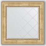 Зеркало с гравировкой Evoform Exclusive-G 92x92 см, в багетной раме - состаренное серебро с орнаментом 120 мм (BY 4342)