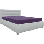 Кровать Мебелико Рио осн микровельвет фиолетовый, компэко-кожа белый