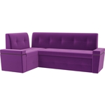 Кухонный угловой диван АртМебель Деметра микровельвет (фиолетовый) левый угол