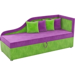 Детский диван АртМебель Дюна микровельвет фиолетово-зеленый правый угол