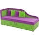 Детский диван Мебелико Дюна микровельвет фиолетово-зеленый левый угол