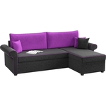 Угловой диван Мебелико Милфорд микровельвет черно-фиолетовый правый угол
