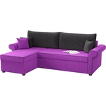 Угловой диван Мебелико Милфорд микровельвет фиолетово-черный левый угол