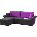 Угловой диван Мебелико Милфорд микровельвет черно-фиолетовый левый угол
