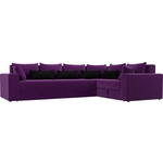 Угловой диван Мебелико Майами Long микровельвет фиолетовый фиолетово/черный правый угол