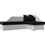 Угловой диван Мебелико Андора микровельвет черный+экокожа белый правый