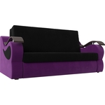 Прямой диван АртМебель Меркурий вельвет черный/фиолетовый (160)