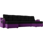 П-образный диван АртМебель Меркурий вельвет черный/фиолетовый