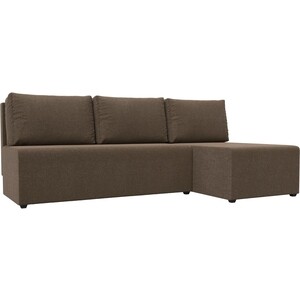 Угловой диван АртМебель Поло рогожка коричневый правый угол ткань мебельная 1 м п jasper рогожка 140 см коричневый