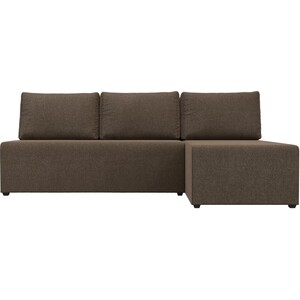 Угловой диван АртМебель Поло рогожка коричневый правый угол - фото 2