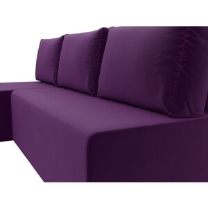 Угловой диван АртМебель Поло микровельвет фиолетовый левый угол