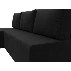 Угловой диван АртМебель Поло микровельвет черный левый угол - фото 4