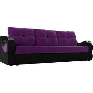Прямой диван АртМебель Меркурий микровельвет фиолетовый/черный кровать артмебель принцесса микровельвет фиолетовый